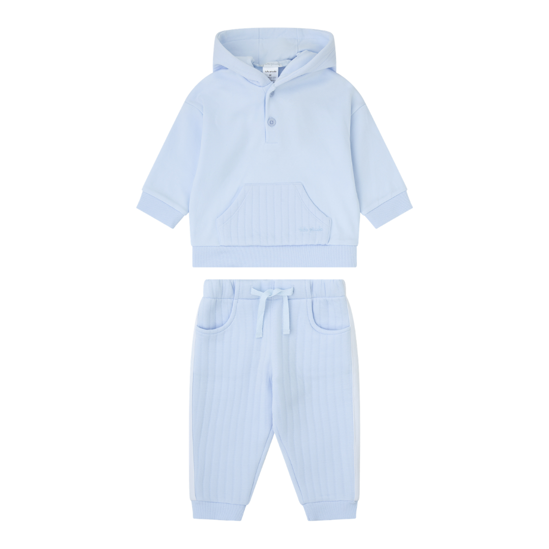 Tutto Piccolo Boys Blue Ribbed Hoody Tracksuit