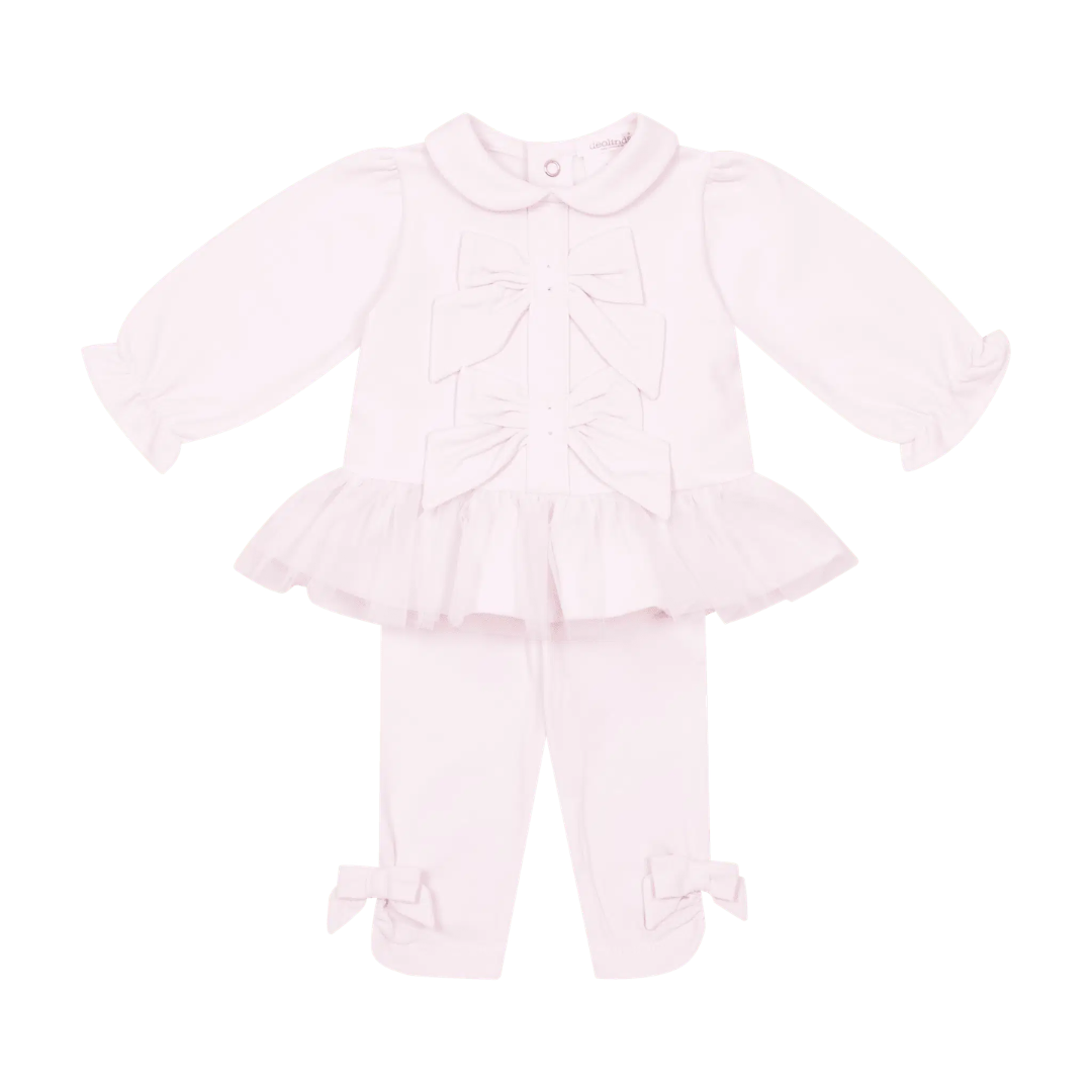 Deolinda Girls Pink Bow Leggings Set