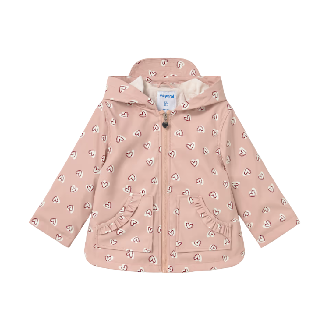 Mayoral Girls Pink Hearts Raincoat