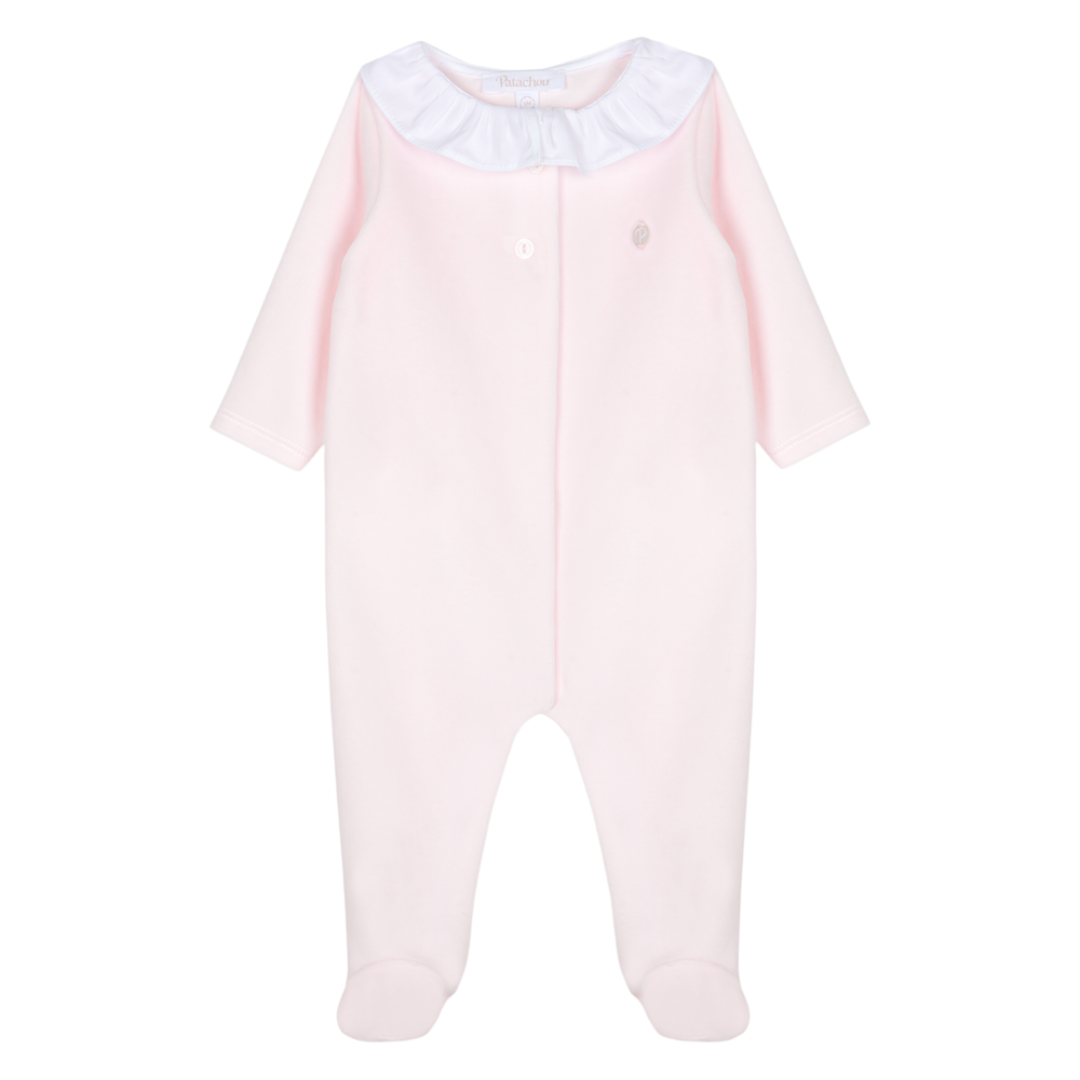 Patachou Girls Pink Velour Frill Babygrow