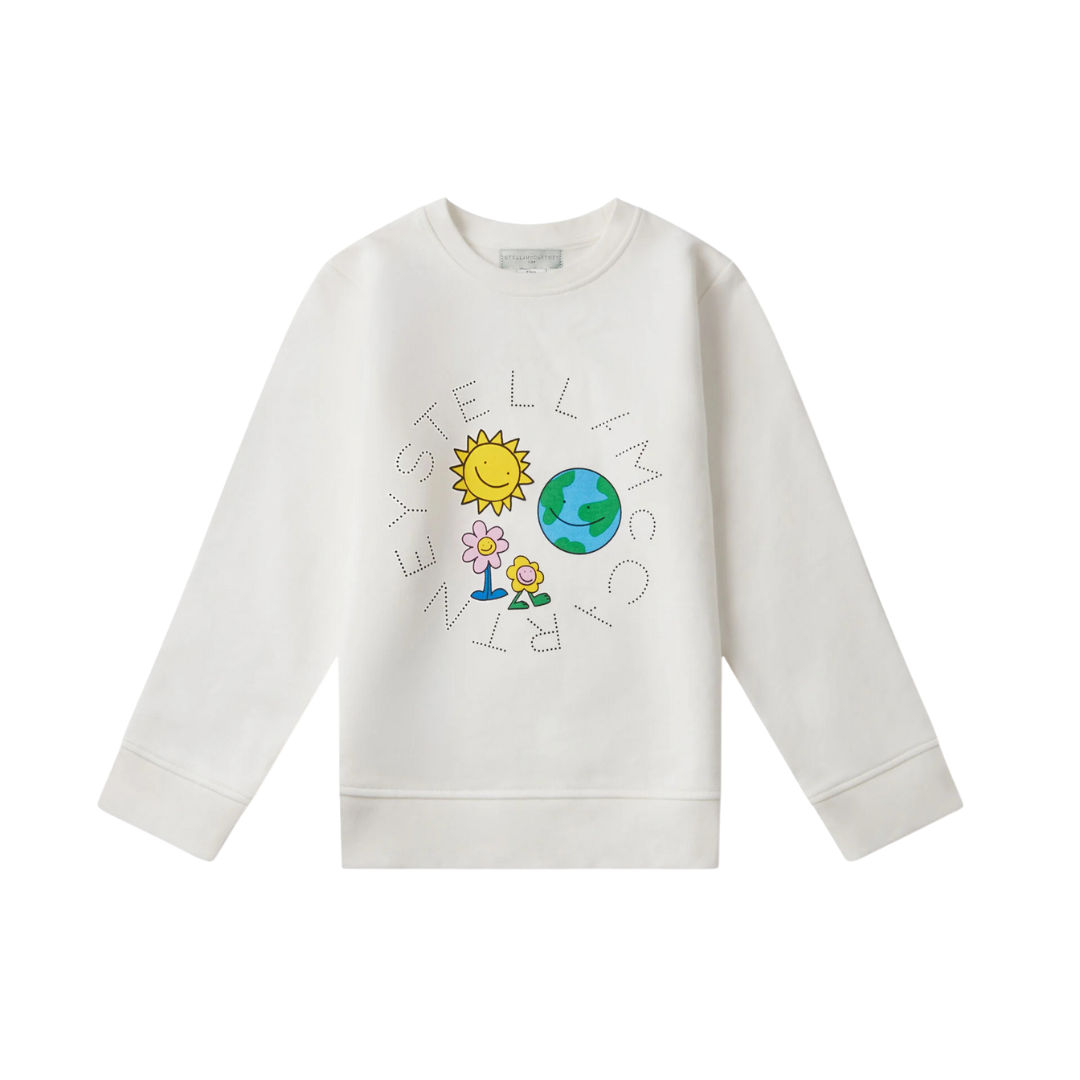 AW25 Stella McCartney Ivory Earth Sun & Flowers Logo Sweatshirt