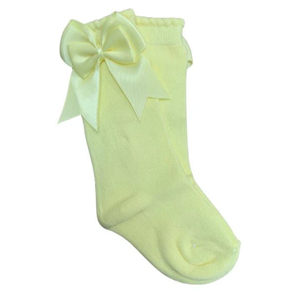 Tambino Yellow Knee High Bow Socks