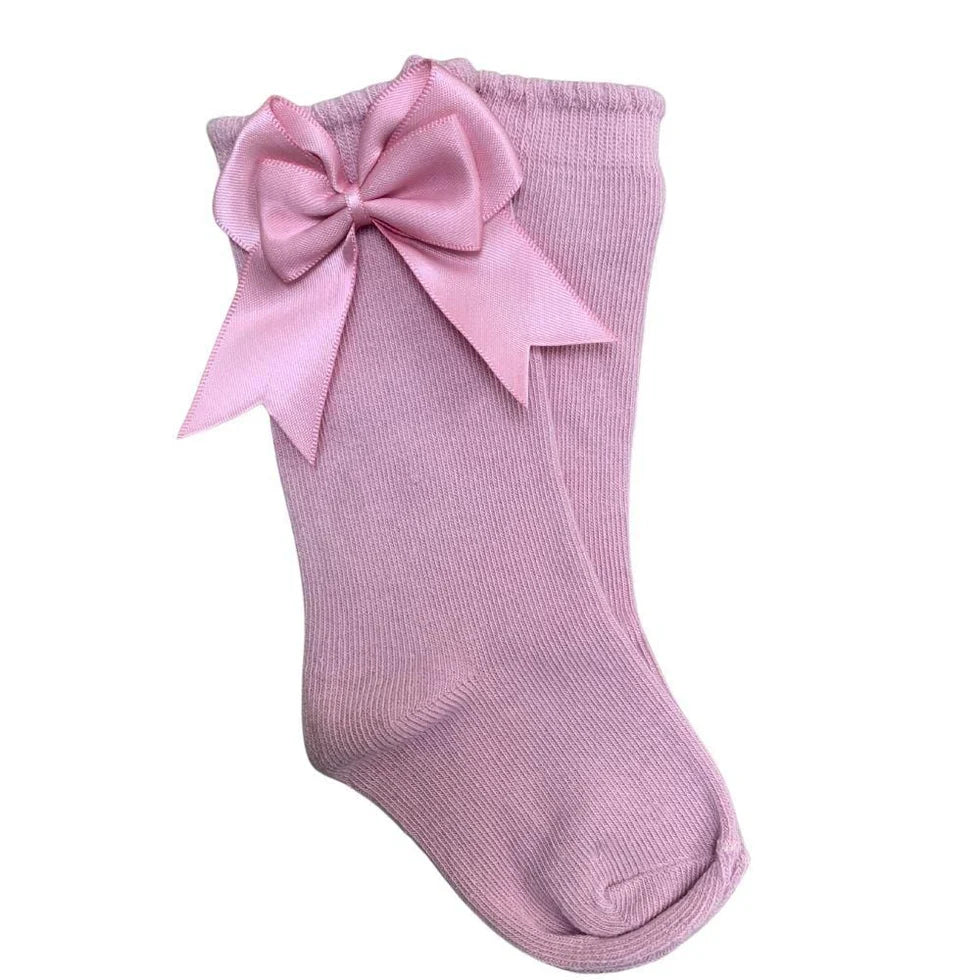 Tambino Dusky Pink Knee High Bow Socks