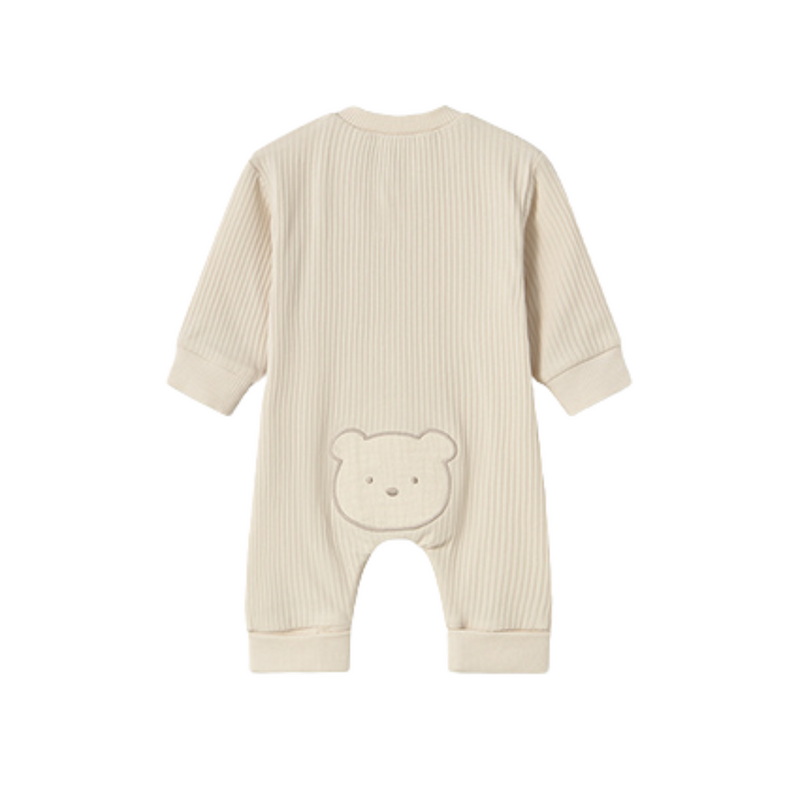 SS25 Mayoral Baby Beige Ribbed Teddy Bear Babygrow