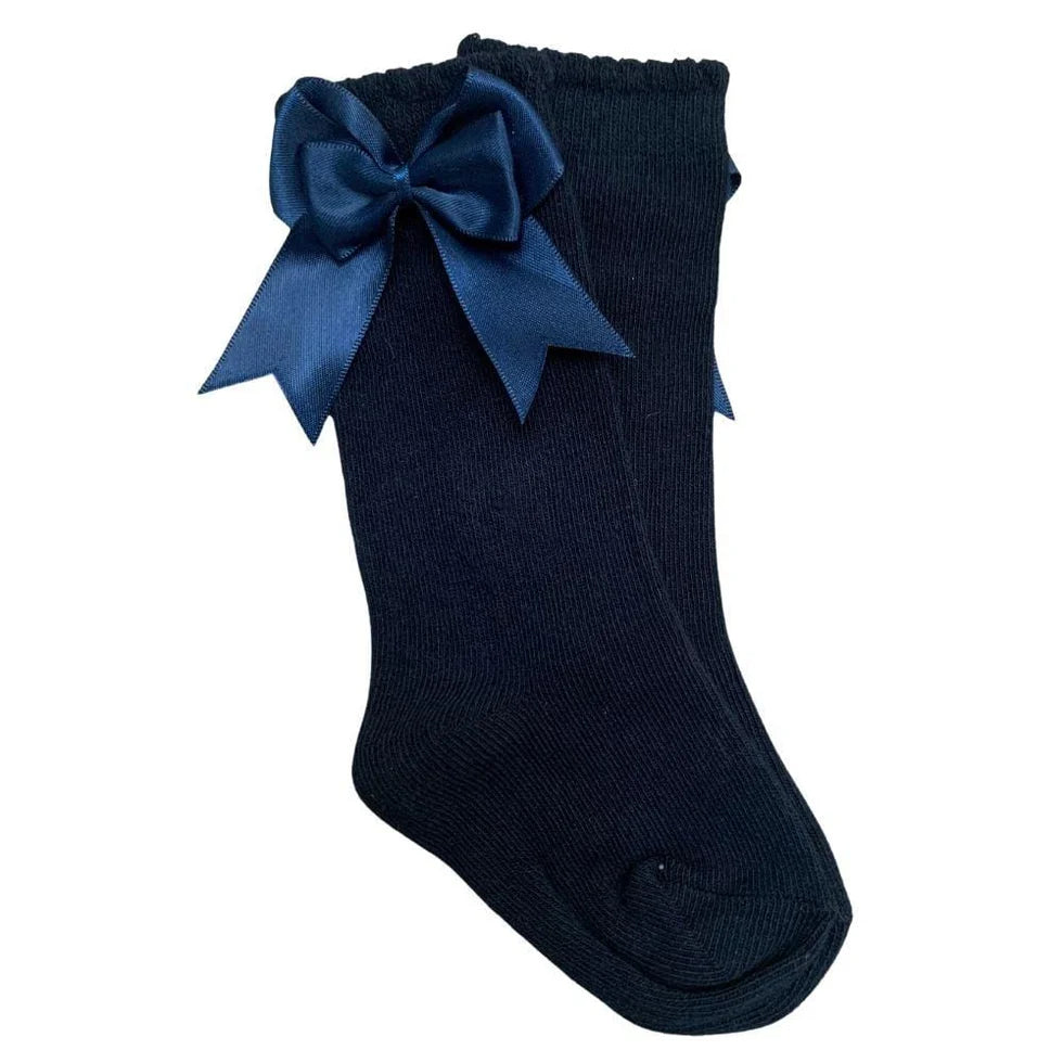 Tambino Navy Knee High Bow Socks