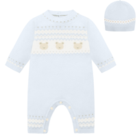 AW25 Emile Et Rose KRISTIAN Blue & White Knitted Bears All In One With Hat