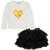 AW23 ADee BREE White Gold & Black Baroque Heart Tulle Skirt Set