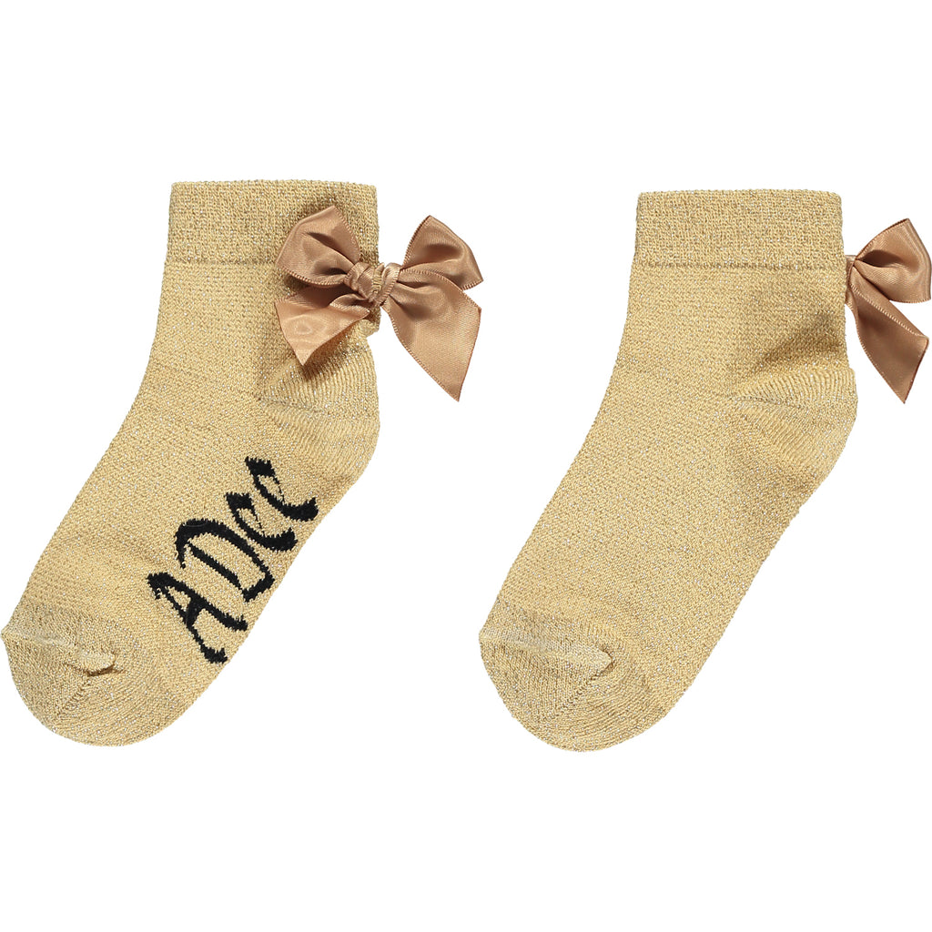 AW23 ADee BAILEY Gold & Black Logo Bow Ankle Socks