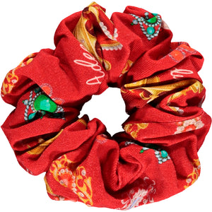 AW23 ADee BETTY Red White & Gold Crown Jewels Print Scrunchie