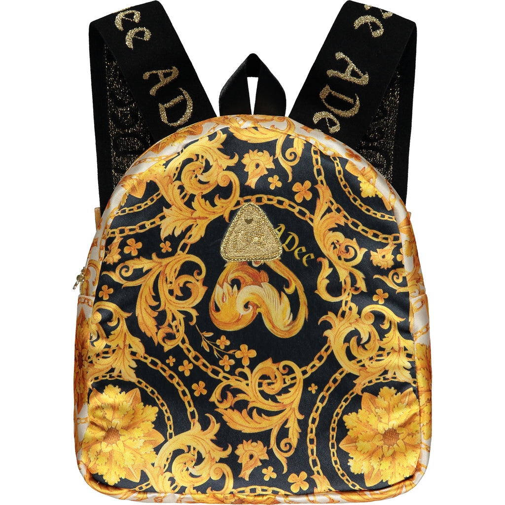 AW23 ADee BARKER Black & Gold Baroque Print Backpack