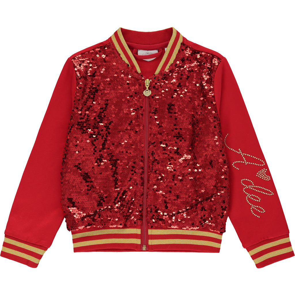 AW23 ADee CRYSTAL Red & Gold Sequin Bomber Jacket