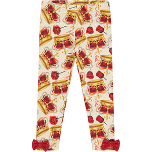 AW23 ADee CLAIRE Red & Gold Crown Print Bow Frill Leggings Set