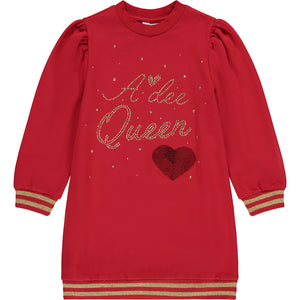 AW23 ADee COCO Red & Gold 'Adee Queen' Sequin Heart Sweater Dress