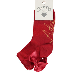 AW23 ADee CALI Red Bow Ankle Socks