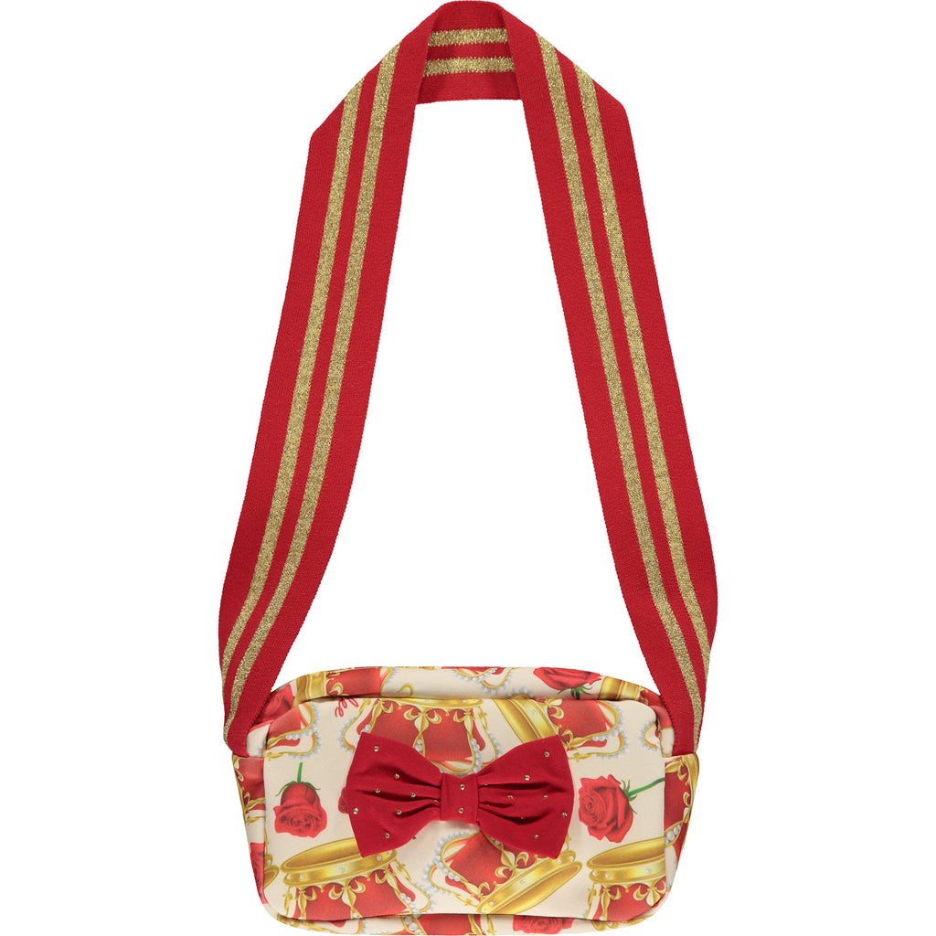 AW23 ADee CYNTHIA Red White & Gold Crown Print Bow Bag