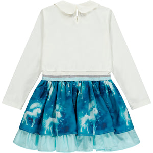 AW23 ADee DELANEY Blue & White Unicorn Frill Dress