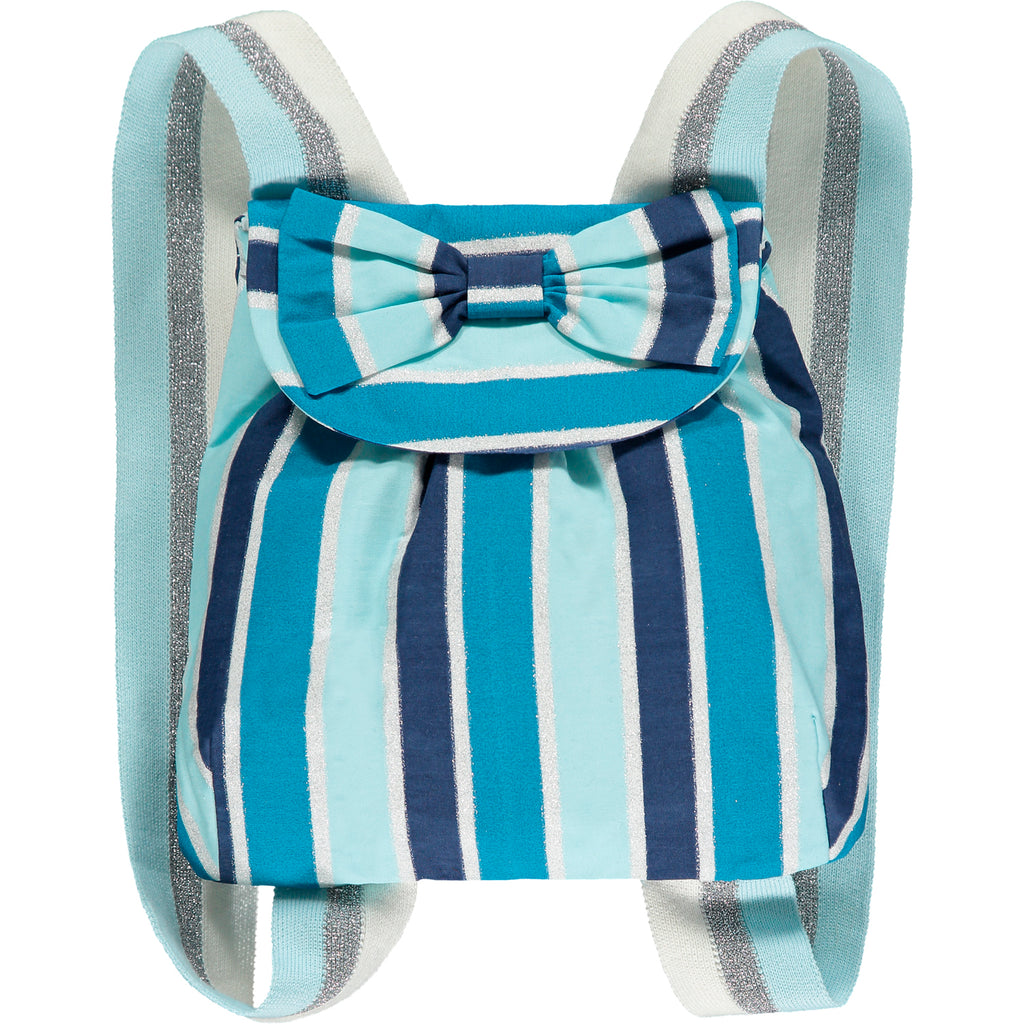 AW23 ADee DIONNE Aqua Blue Striped Bow Backpack