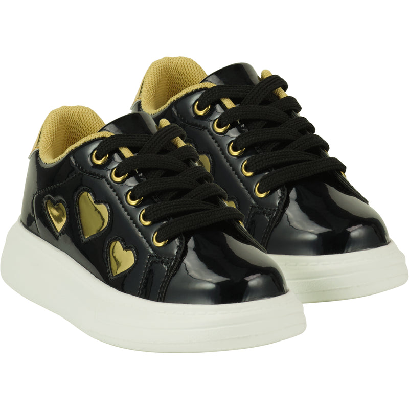 AW23 ADee QUEENY Black & Gold Chunky Heart Trainers