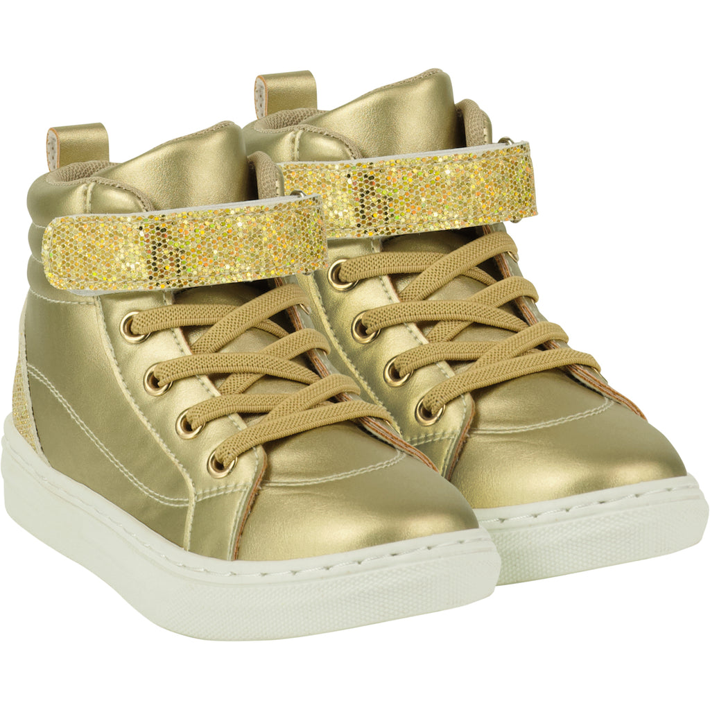 AW23 ADee GLITZY Gold Glitter High Top Trainers