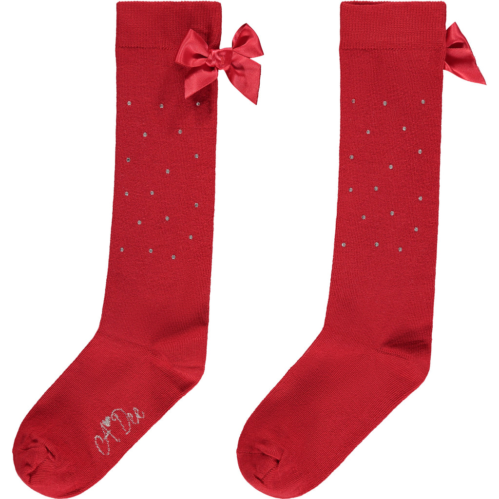 AW23 ADee PENNY Red Bow Sparkle Socks