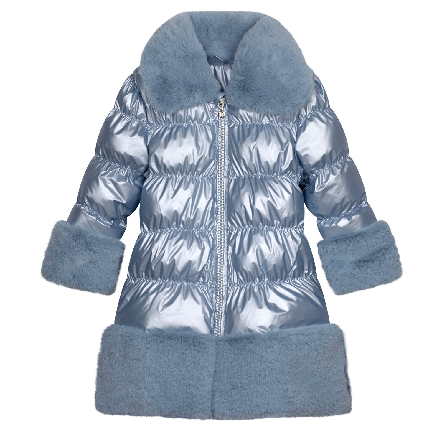 ADee SARAH Iced Blue Faux Fur Trim Jacket