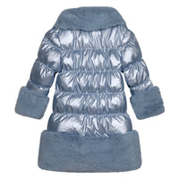ADee SARAH Iced Blue Faux Fur Trim Jacket