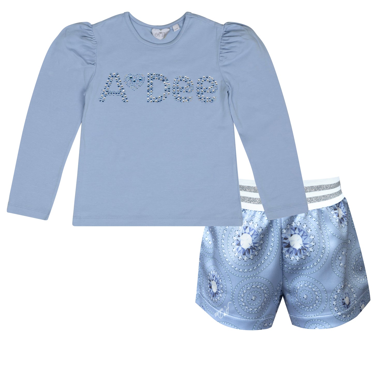 ADee PARIS Iced Blue Diamond Print Short Set