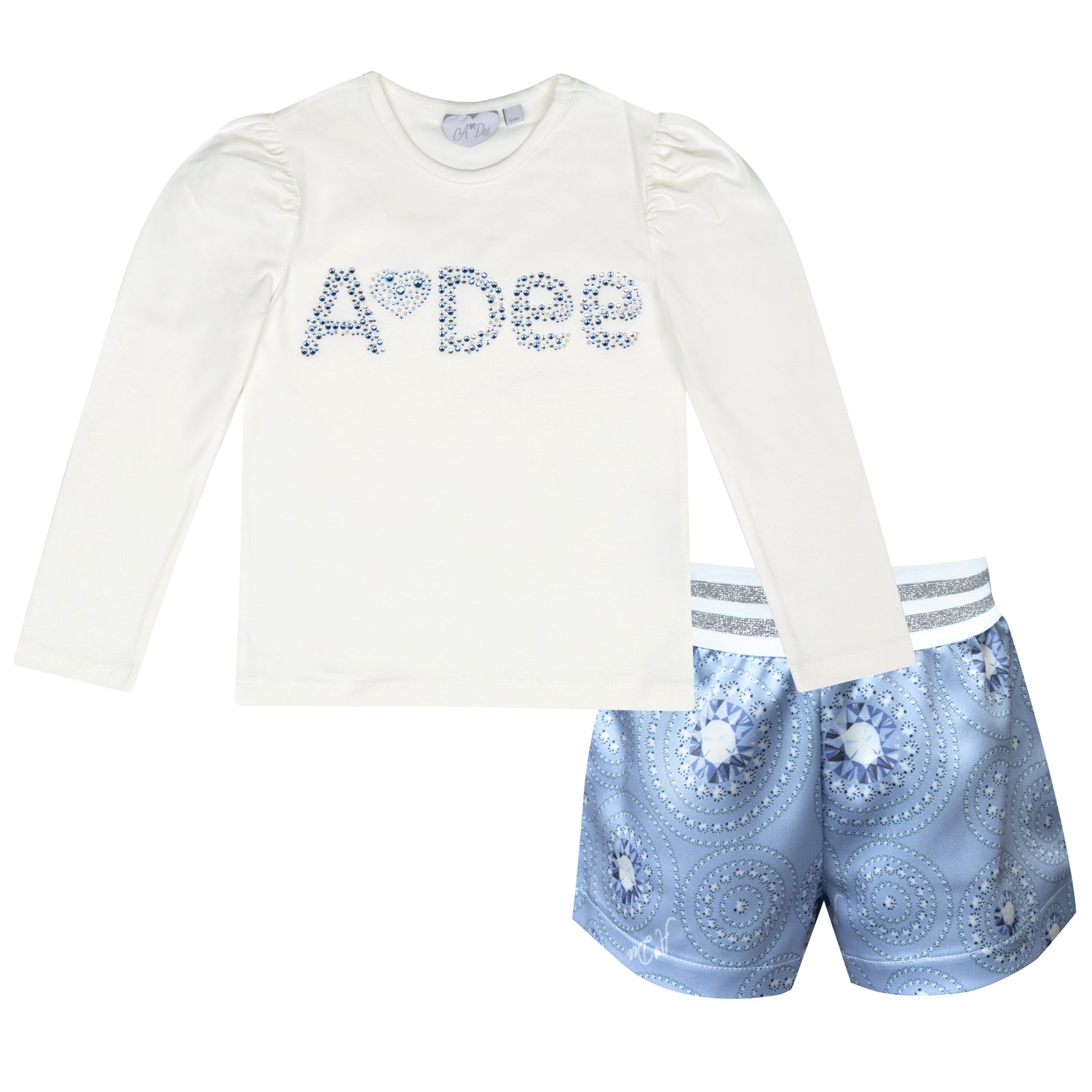ADee PARIS Snow White Diamond Print Short Set