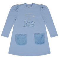 ADee POPPY Iced Blue Faux Fur Pockets Dress