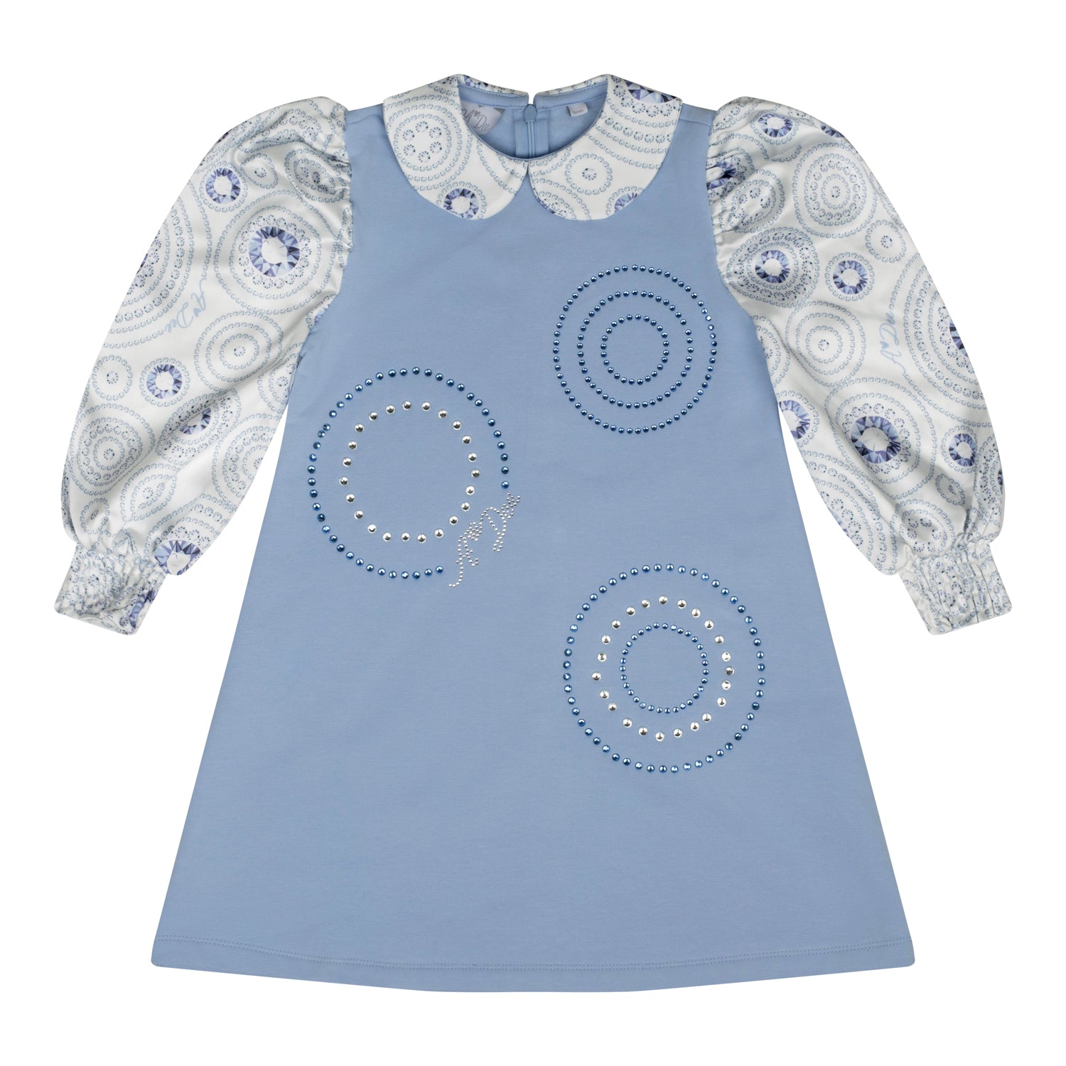 ADee PRYA Iced Blue Satin Printed Dress
