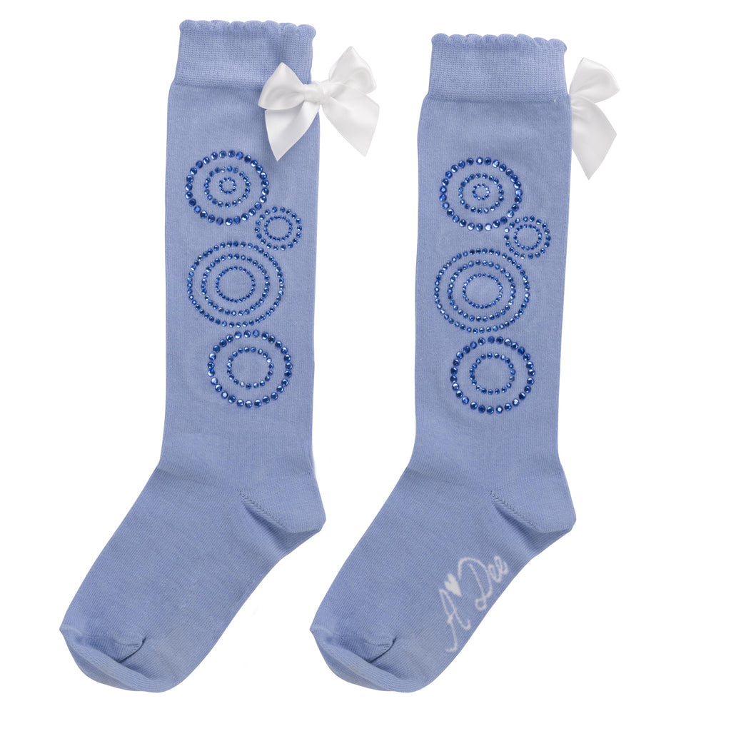 AW24 ADee PERRIE Iced Blue Diamanté Knee High Socks