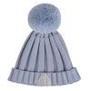 ADee PAOLA Iced Blue Knitted Lurex Pom Pom Hat