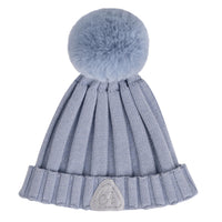 ADee PAOLA Iced Blue Knitted Lurex Pom Pom Hat