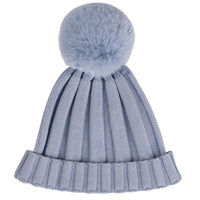 ADee PAOLA Iced Blue Knitted Lurex Pom Pom Hat