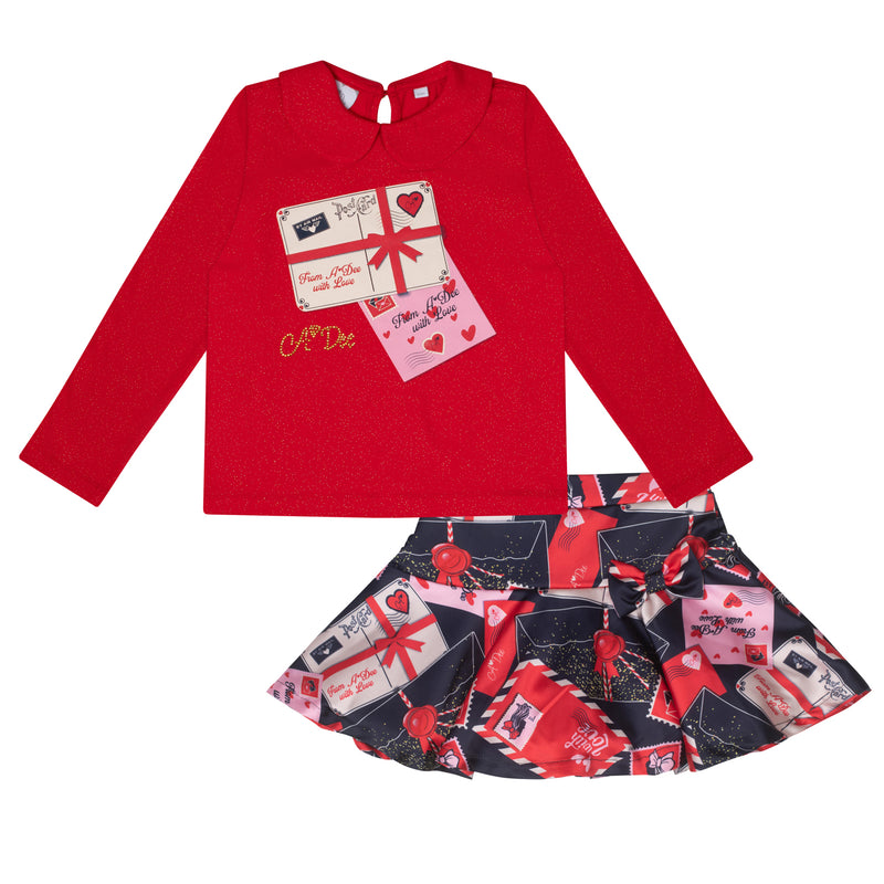 AW24 ADee ROXY Red Envelope Print Skirt Set