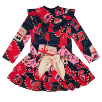 ADee REGINA Navy Blue Envelope Print Dress