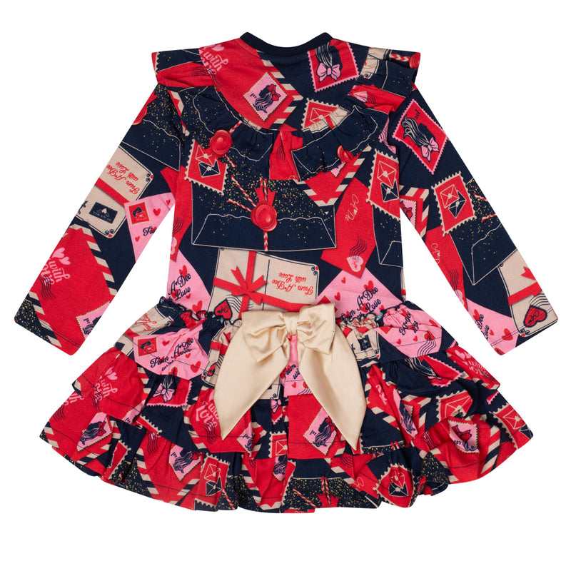 ADee REGINA Navy Blue Envelope Print Dress