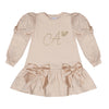 ADee RAVEN Light Gold Logo & Bows Dress
