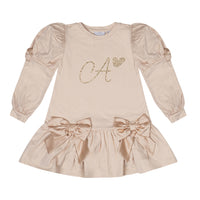 ADee RAVEN Light Gold Logo & Bows Dress