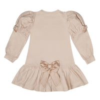 ADee RAVEN Light Gold Logo & Bows Dress