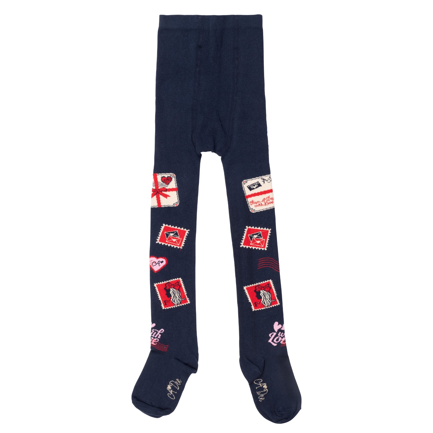 ADee REMI Navy Blue Envelope Print Tights