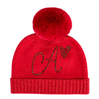 ADee RANI Red Knitted Pom Pom Hat