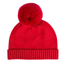 ADee RANI Red Knitted Pom Pom Hat