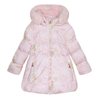 ADee STELLA Baby Pink Faux Fur Hooded Teddy Print Jacket