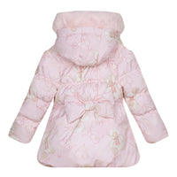 ADee STELLA Baby Pink Faux Fur Hooded Teddy Print Jacket