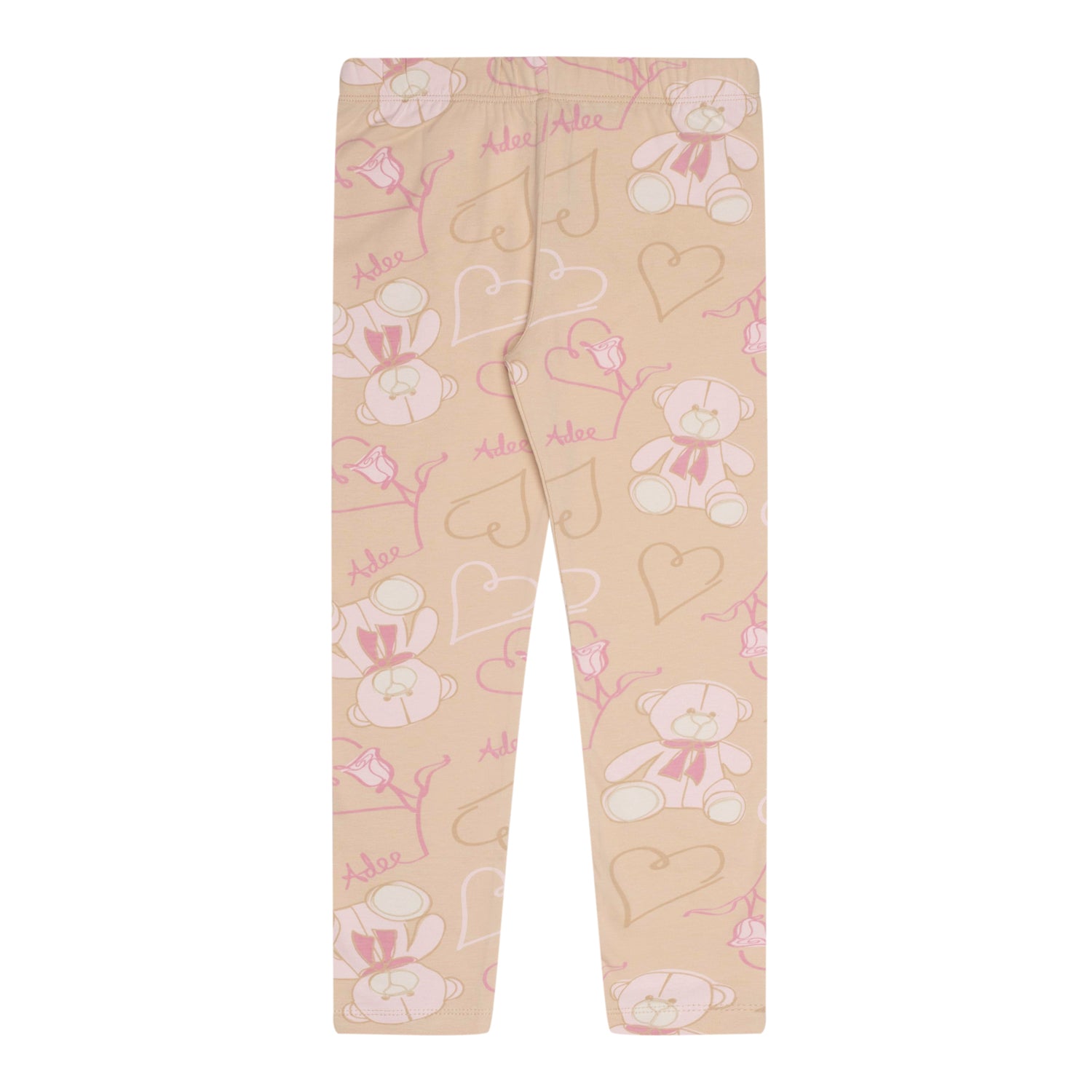 ADee SUMMER Beige Teddy Print Bow Legging Set