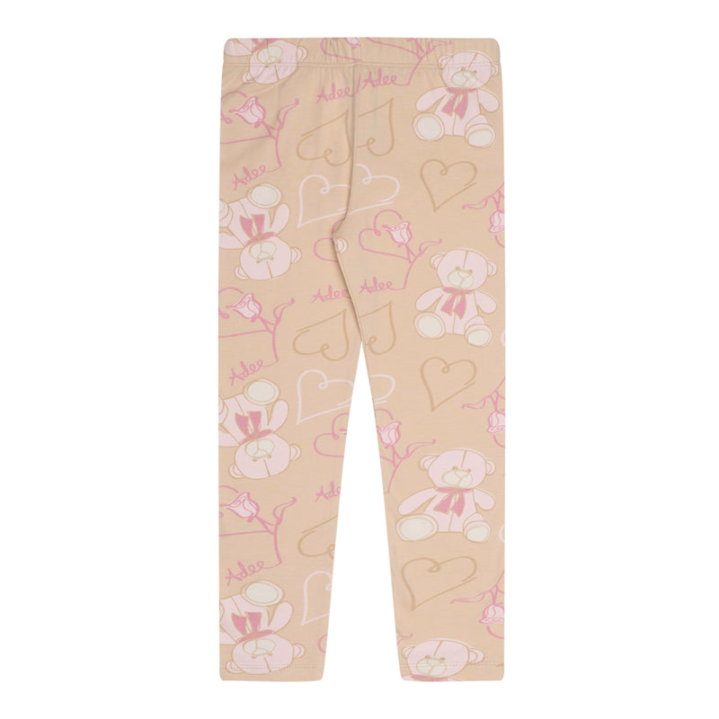 ADee SUMMER Beige Teddy Print Bow Legging Set