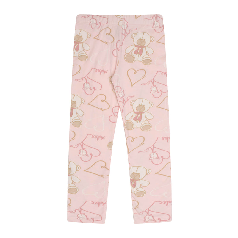 ADee SUMMER Baby Pink Teddy Print Bow Legging Set
