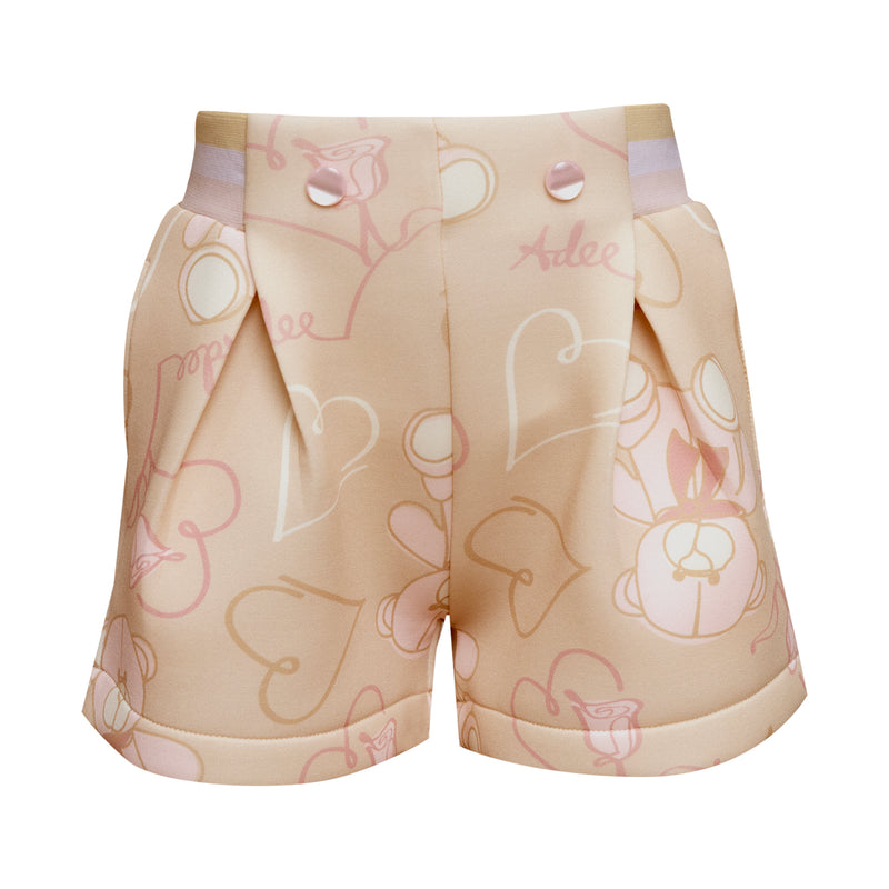 ADee SUZI & STEVIE Baby Pink & Beige Teddy Print Short Set