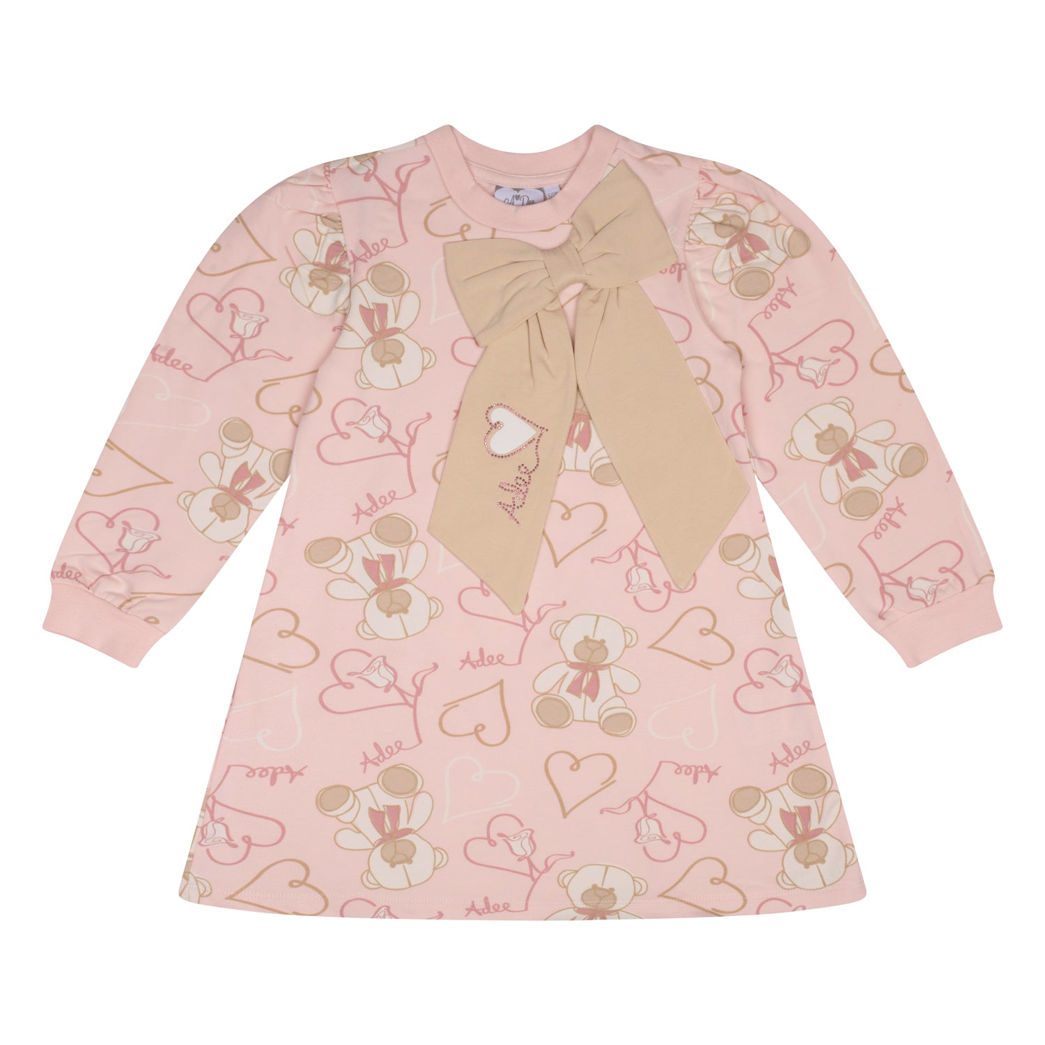 ADee SAGE Baby Pink Teddy Print Sweat Dress